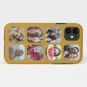 Gold 7 Foto Collage Square Template iPhone Case (Rückseite (Horizontal))