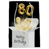 Gold 80. Geburtstag Ballons in Box Mittlere Geschenktüte (Vorderseite)