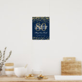 Gold 80. Geburtstag Glitzer Confetti Navy Blue Poster (Küche)