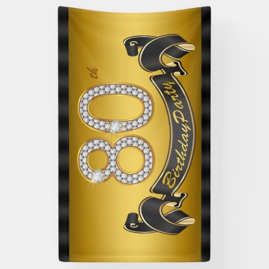 Gold 80. Geburtstagsparty Banner (Vertikal)