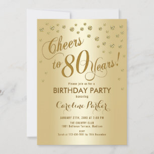 Gold 80. Geburtstagsparty Einladung
