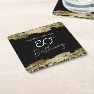 Gold 80. Geburtstagsparty Square Paper Untersetzer