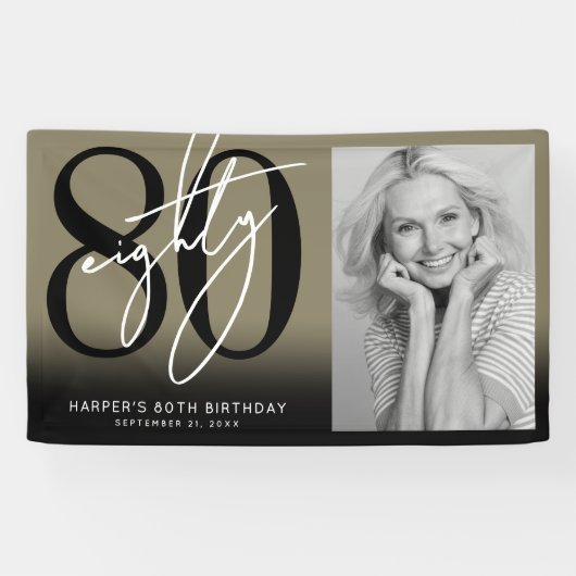 Gold 80th Birthday Party Banner (Horizontal)