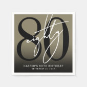 Gold 80th Birthday Party Serviette (Vorderseite)