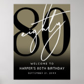Gold 80th Birthday Party Welcome Sign Poster (Vorne)