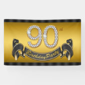 Gold 90. Geburtstagsparty Banner (Horizontal)