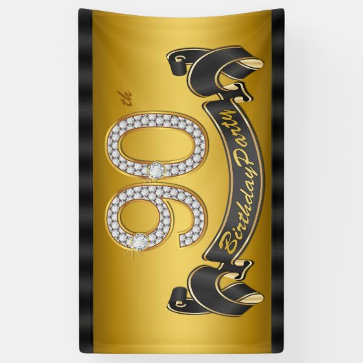 Gold 90. Geburtstagsparty Banner (Vertikal)