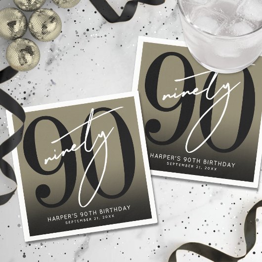 Gold 90th Birthday Party Serviette
