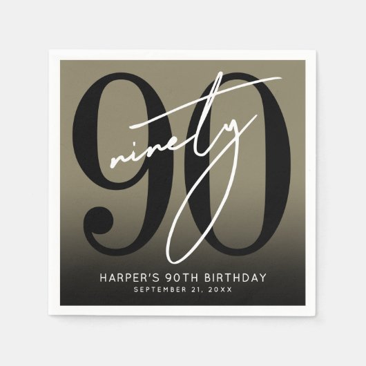 Gold 90th Birthday Party Serviette (Vorderseite)