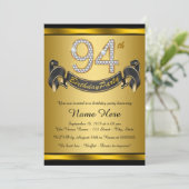 Gold 94. Geburtstagsparty Einladung (Stehend Vorderseite)