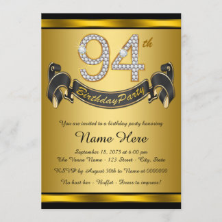 Gold 94. Geburtstagsparty Einladung