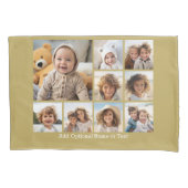 Gold 9 Foto Square Collage - mit weißem Text Kissenbezug (Vorderseite)