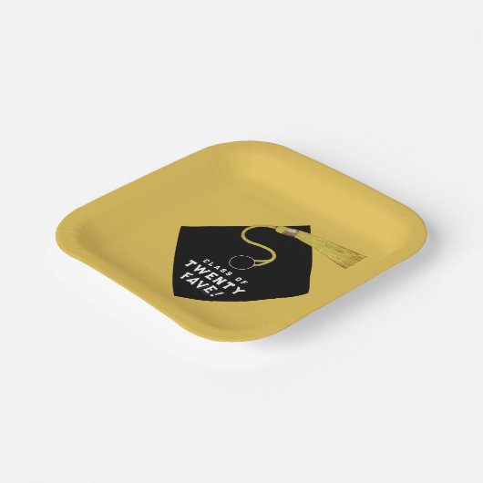 Gold Abschluss 2025 Party Pappteller (Gewinkelt)