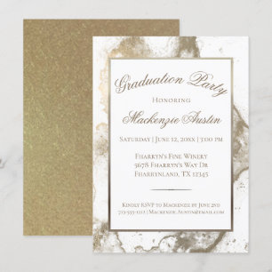 Gold Abschluss Antique Sepia Marble Grad Party Einladung