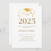 Gold Abschluss Class of 2025,Minimal grad Einladung (Vorne/Hinten)
