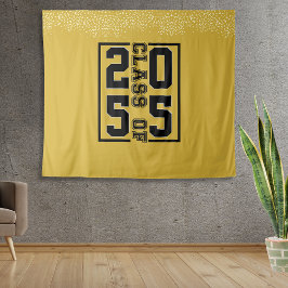 Gold Abschluss Class of Sporty Typografy Wandteppich