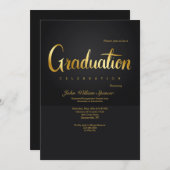 Gold Abschluss Letters Einladung (Vorne/Hinten)