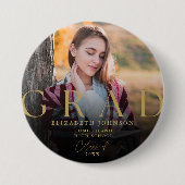 Gold Abschluss Moderne Elegante Foto Grad Schaltfl Button (Vorderseite)