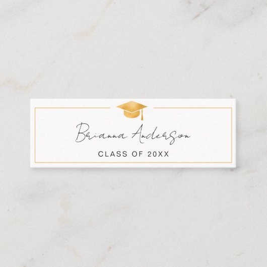 Gold Abschluss Name Card Elegante Einsteckkarte Mini Visitenkarte (Vorderseite)