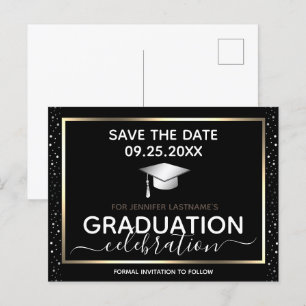 Gold Abschluss Save the Date Einladung Postkarte