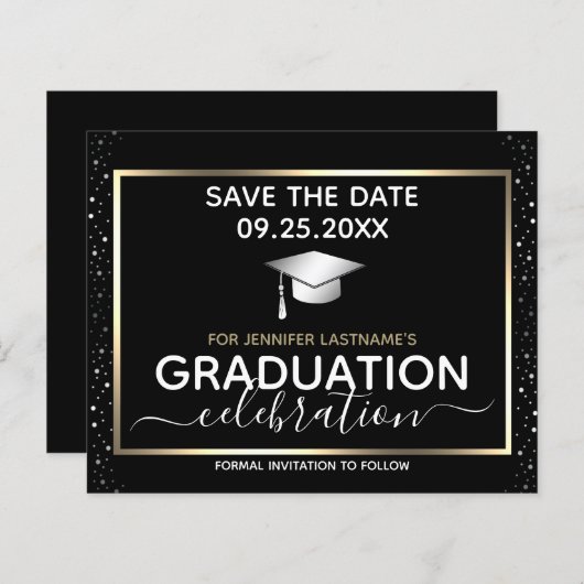 Gold Abschluss Save the Date Einladungshaushalt (Vorne/Hinten)