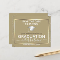 Gold Abschluss Save the Date Einladungshaushalt