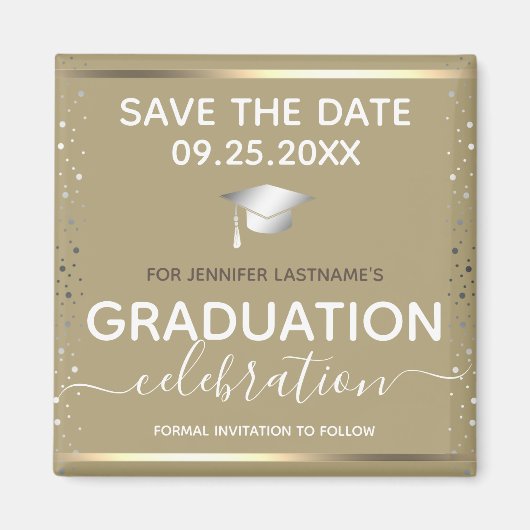 Gold Abschluss Save the Date Magnet (Vorne)