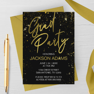 Gold Absolventenparty Moderne Graduierungsfeier Ei Einladung
