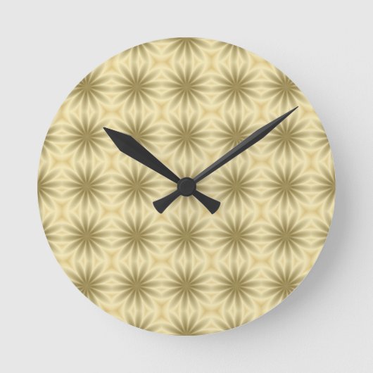 Gold Abstract Christmas Flowers Runde Wanduhr (Vorderseite)
