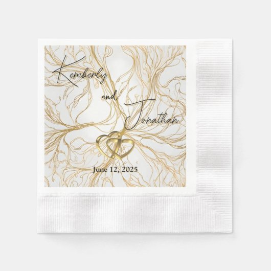 Gold Abstract Design Wedding Paper Napkin Serviette (Vorderseite)