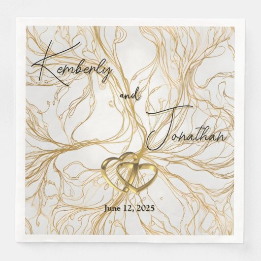Gold Abstract Design Wedding Paper Napkin Serviette (Vorderseite)