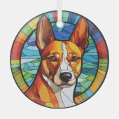 Gold Abstrakt Basenji Dog erhalten Ornament Aus Glas (Vorderseite)