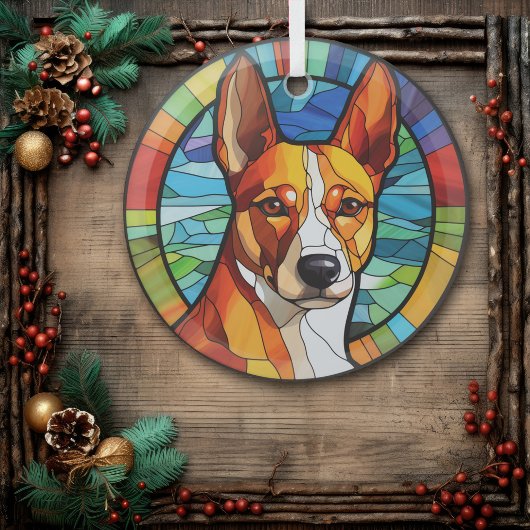 Gold Abstrakt Basenji Dog erhalten Ornament Aus Glas