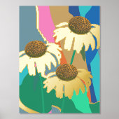 Gold Abstrakt Echinacea Cone Blume Modern Foliendrucke (Vorderseite)