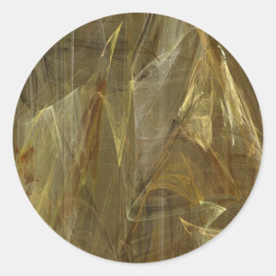 Gold-Abstrakt-Fraktal-Round-Aufkleber Runder Aufkleber