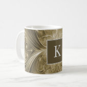 Gold Abstrakt Geblüht Monogram-Tasse Kaffeetasse (Vorderseite Links)