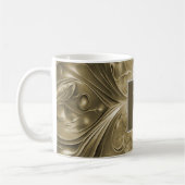 Gold Abstrakt Geblüht Monogram-Tasse Kaffeetasse (Links)