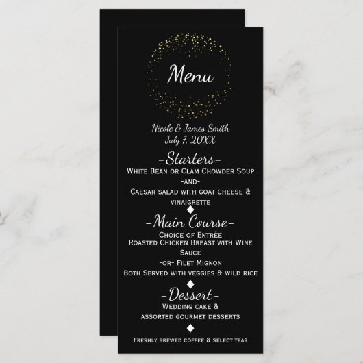 Gold Abstrakt Glam Sparkle Circle Menu Program Menükarte (Vorne/Hinten)