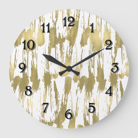 Gold Abstrakt Große Wanduhr (Vorderseite)