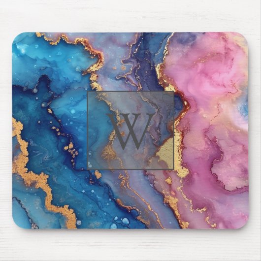 Gold Abstrakt Modern Monogram Initial Mousepad (Vorne)