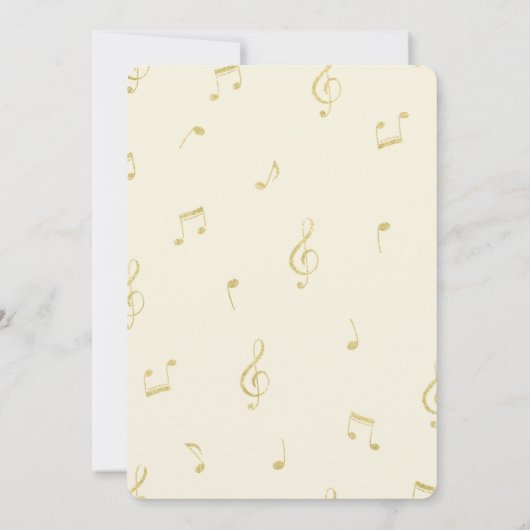 Gold Abstrakt Musiknotens Brautparty Einladung (Rückseite)