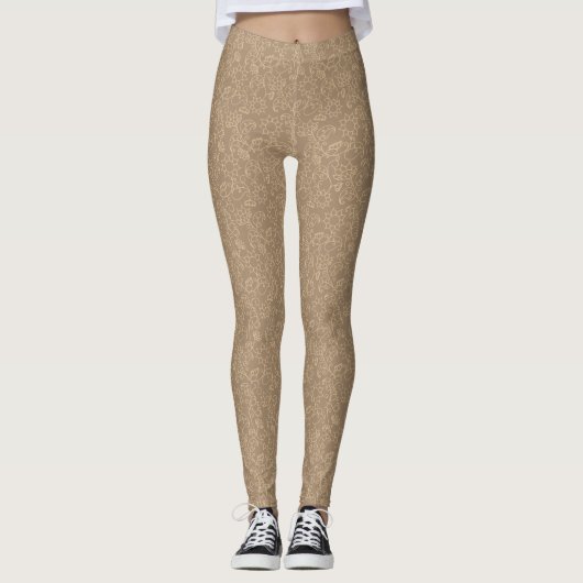 Gold Abstrakt Taupe Leggings (Vorderseite)