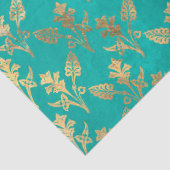 Gold Abstrakte Blume auf Türkis Decoupage Seidenpapier (Detail)