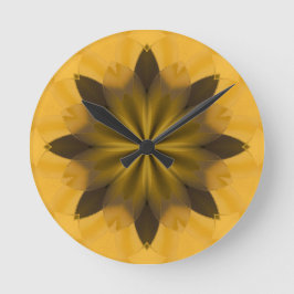 Gold Abstrakte Blume für Weihnachten Runde Wanduhr