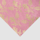 Gold Abstrakte Blume in rosa Decoupage Seidenpapier (Detail)