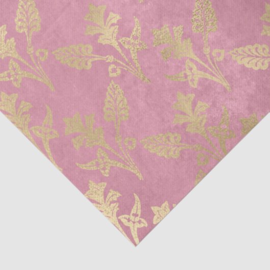 Gold Abstrakte Blume in rosa Decoupage Seidenpapier (Detail)