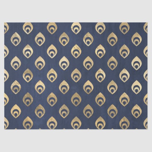 Gold Abstrakte Droplets für Navy Blue Decoupage Seidenpapier (Vorderseite)