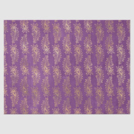 Gold Abstrakte Pfauenfedern auf Lila Decoupage Seidenpapier