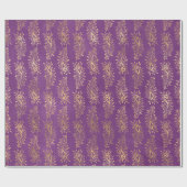 Gold Abstrakte Pfauenfedern auf Lila Geschenkpapier (Flach)