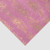 Gold Abstrakte Pfauenfedern auf rosa Decoupage Seidenpapier (Detail)